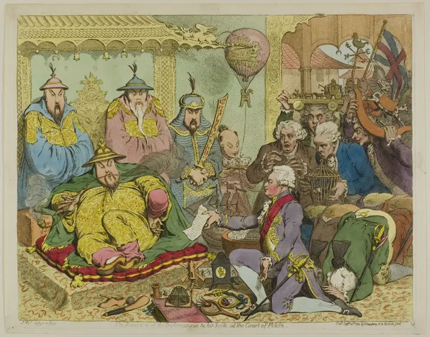 Reception of the Diplomatique & his Suite, at the Court of Pekin by James Gillray (English, 1756-1815)