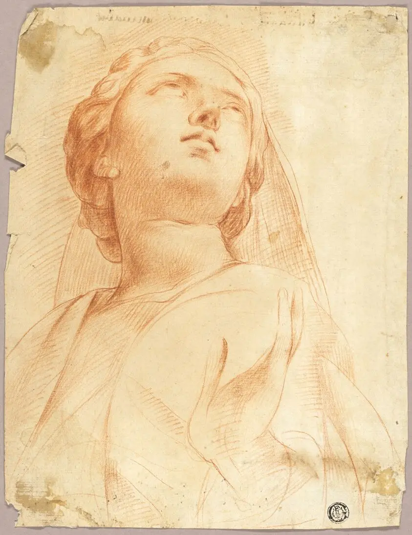 Woman Looking Upwards by Edme Bouchardon (French, 1698-1762)