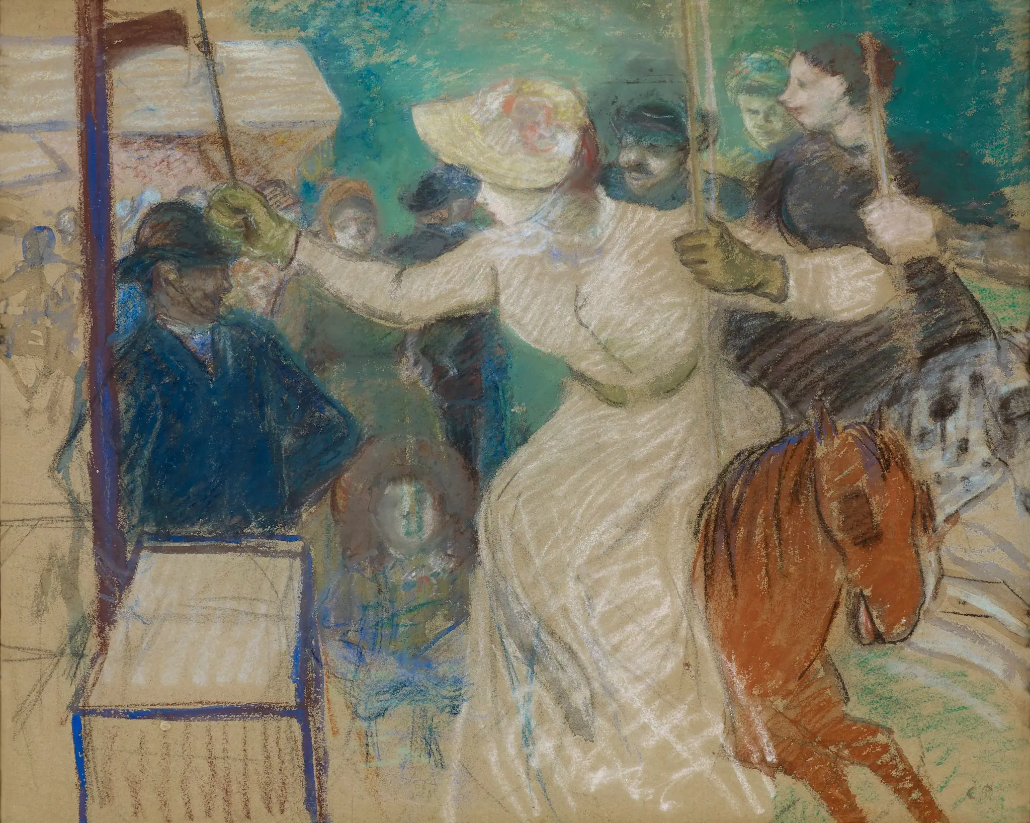 Les Chevaux de bois, fête à Osny (Carousel, Festival at Osny) by Camille Pissarro
