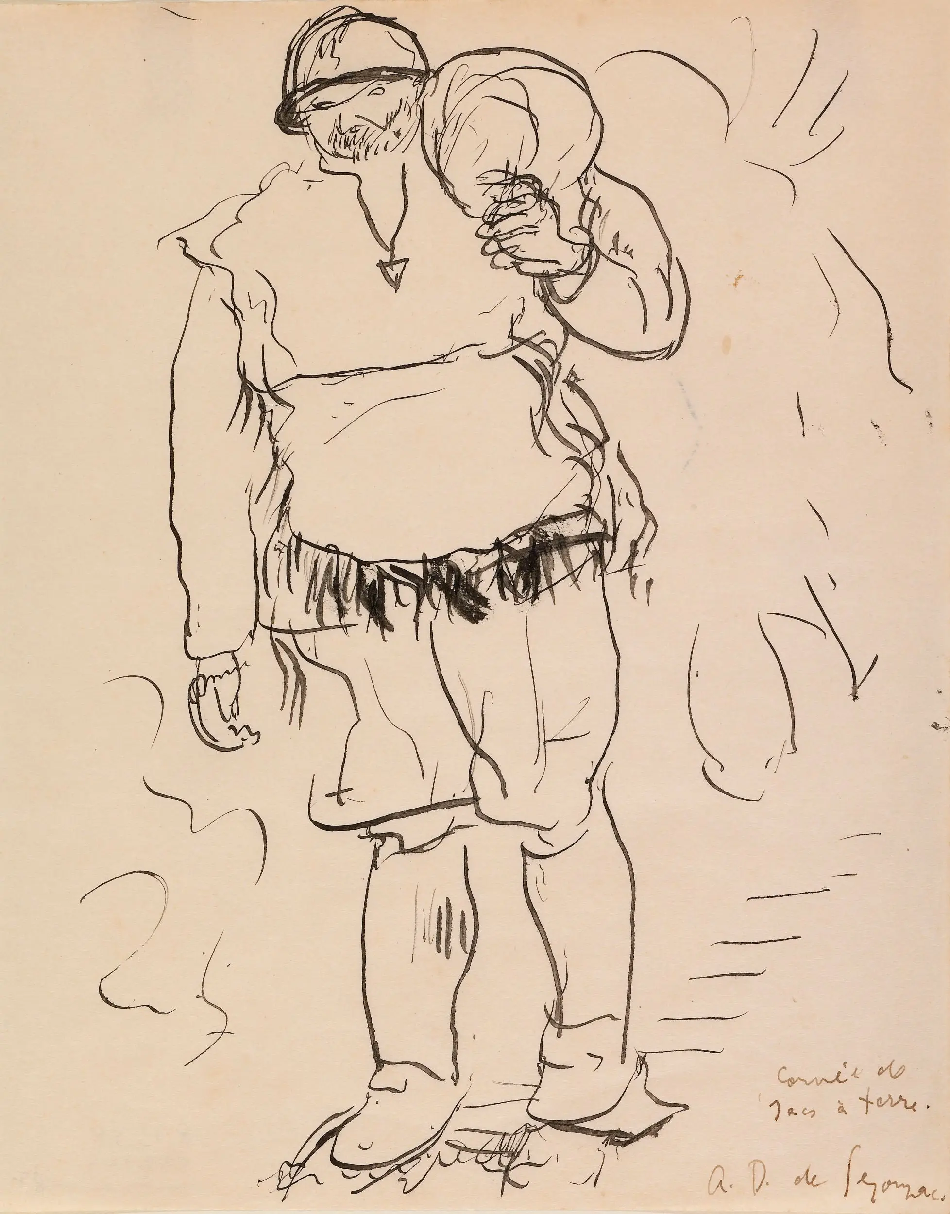 Man with a Sack from the series Nine Drawings Made at the Front, World War I by André Dunoyer de Segonzac