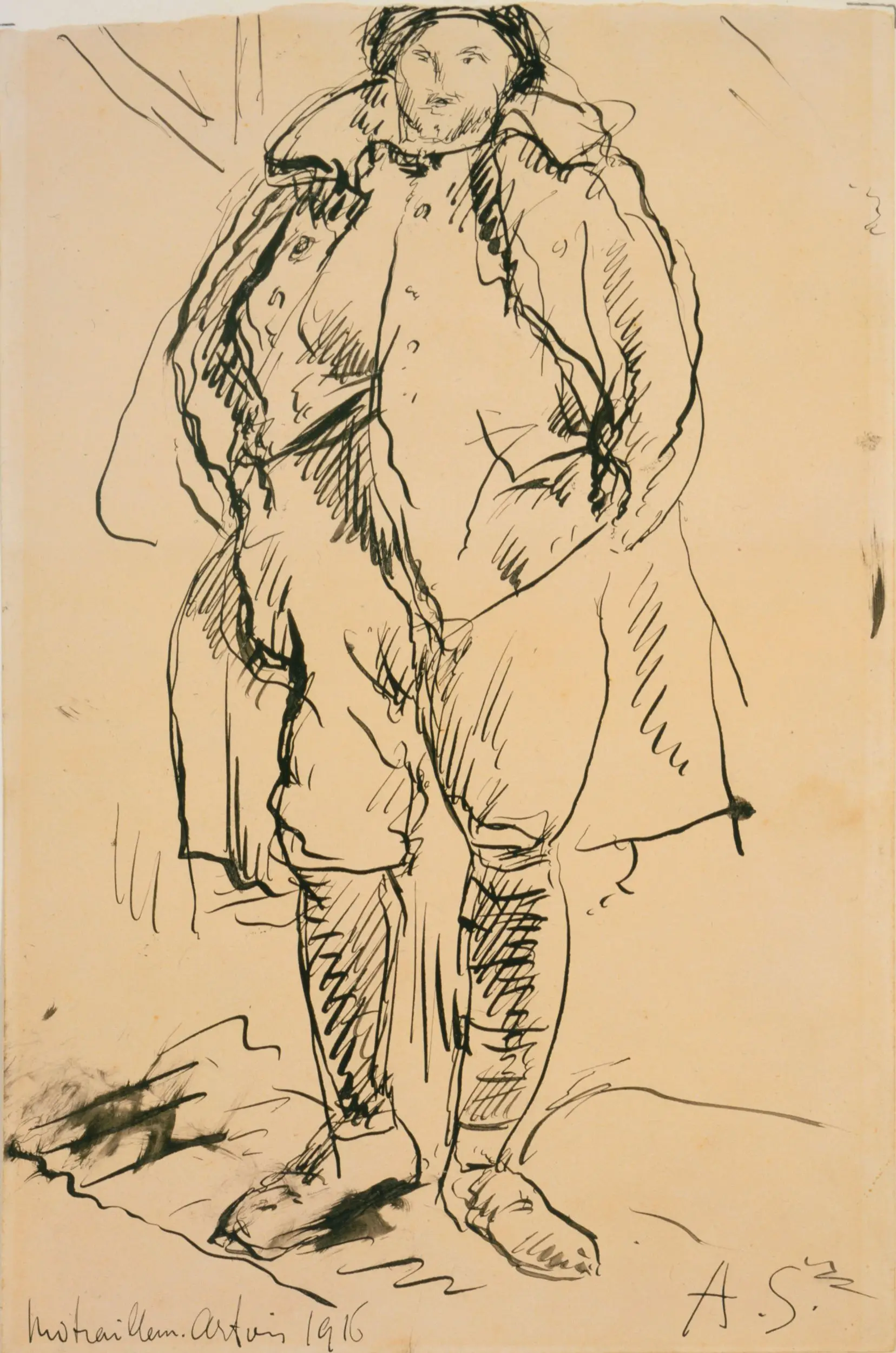 Man with Hands in Pockets from the series Nine Drawings Made at the Front, World War I by André Dunoyer de Segonzac