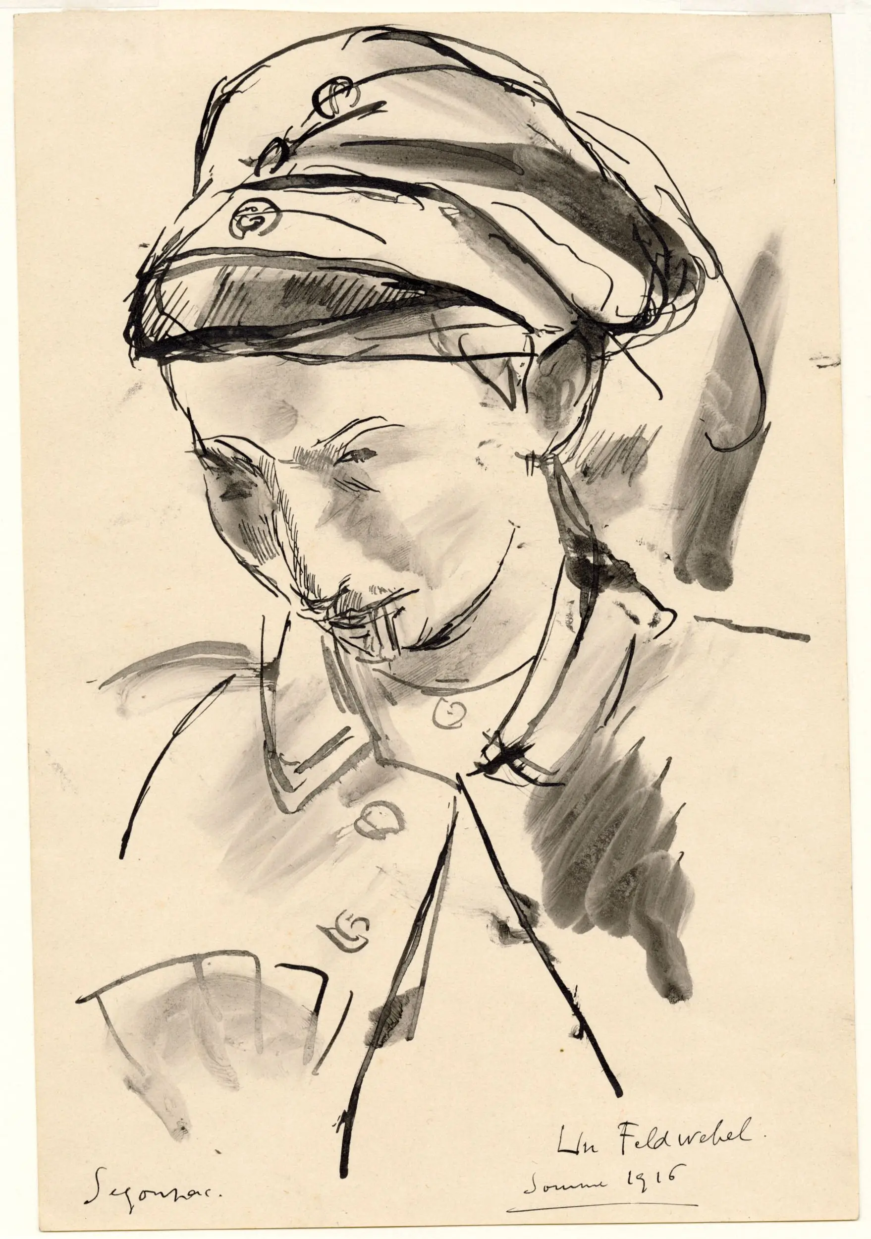 Sergeant Major (Un Feldwebel) from the series Nine Drawings Made at the Front, World War I by André Dunoyer de Segonzac
