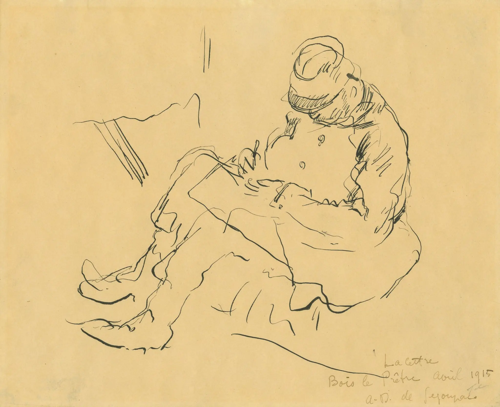 The Letter: Bois le Prêtre from the series Nine Drawings Made at the Front, World War I by André Dunoyer de Segonzac