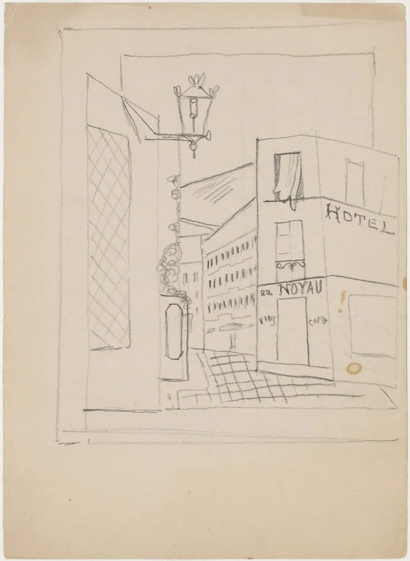 Drawing for "Arch Hotel" (Hôtel au Noyau) by Stuart Davis