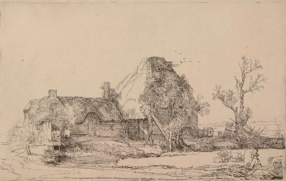 Landscape with a Man Sketching by Rembrandt van Rijn