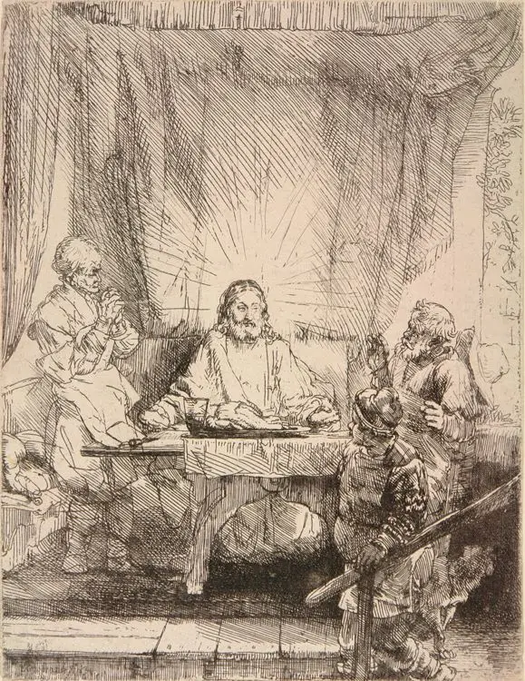 Christ at Emmaus (the larger plate) by Rembrandt van Rijn