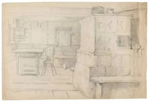 Interior with Chair, Table and ... by Henry Mosler