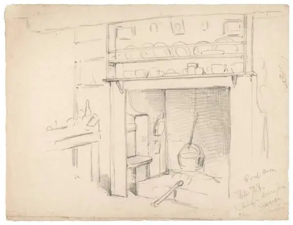 Study of an Interior with a Large Hearth by Henry Mosler