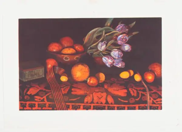 Dark Still Life with Kumquats and Blood Oranges by Anne E. Miotke