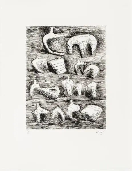 Studies for Sculpture--Two and Three Piece Reclining Figures by Henry Spencer Moore