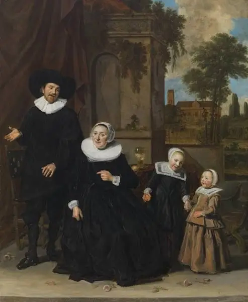 Portrait of Nicolaes van Heuvel, his wife Susanna van Halmael, their daughter Maria and an unknown daughter by Frans Hals