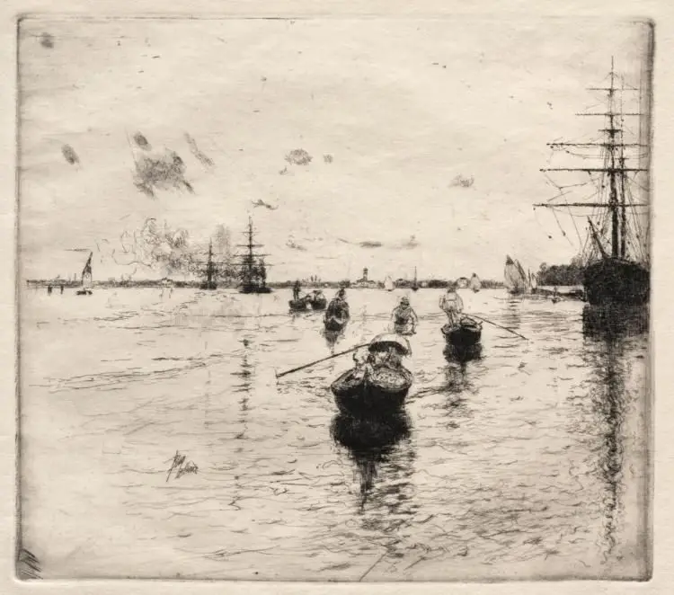 Lagoon with Steamers and Gondolas by Robert Frederick Blum