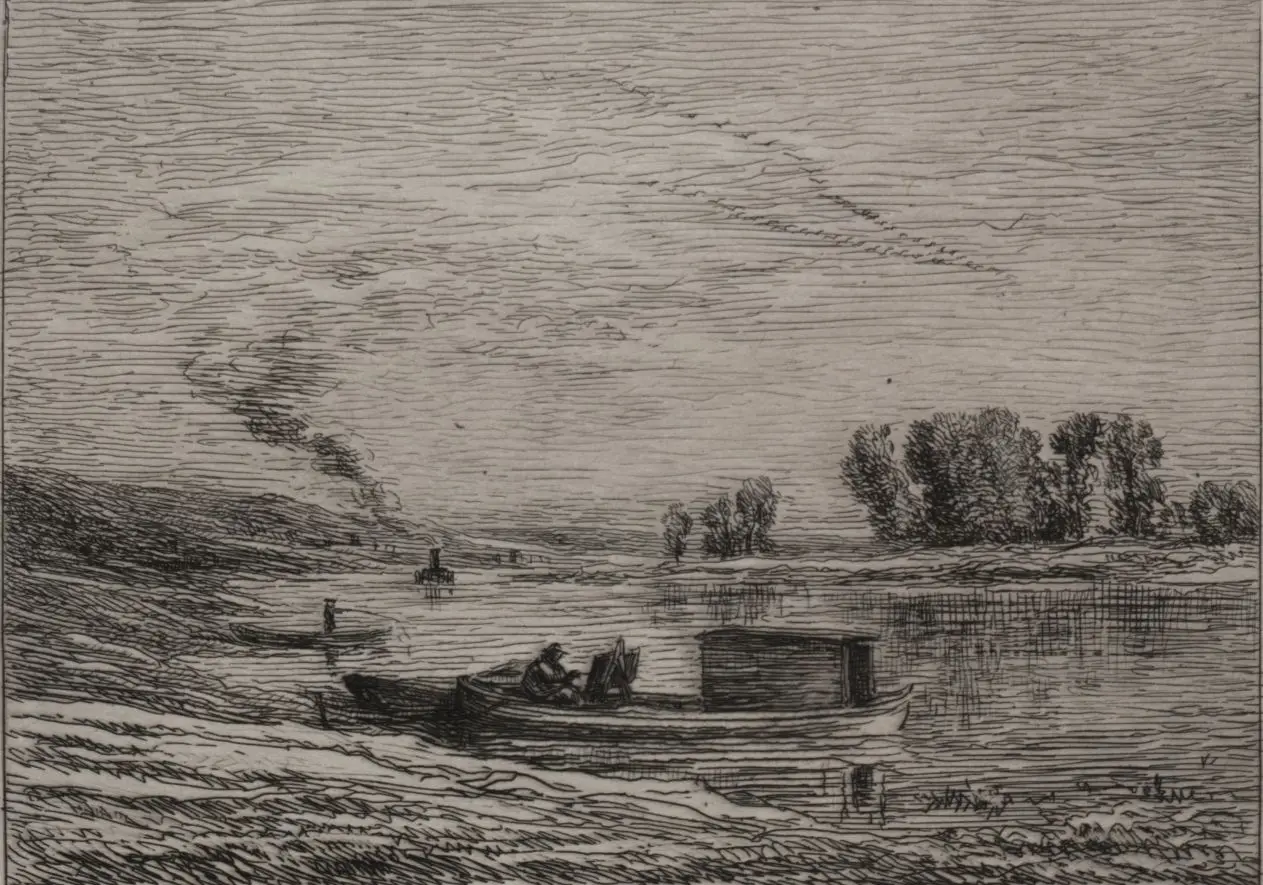 The Boat in Conflans by Charles François Daubigny