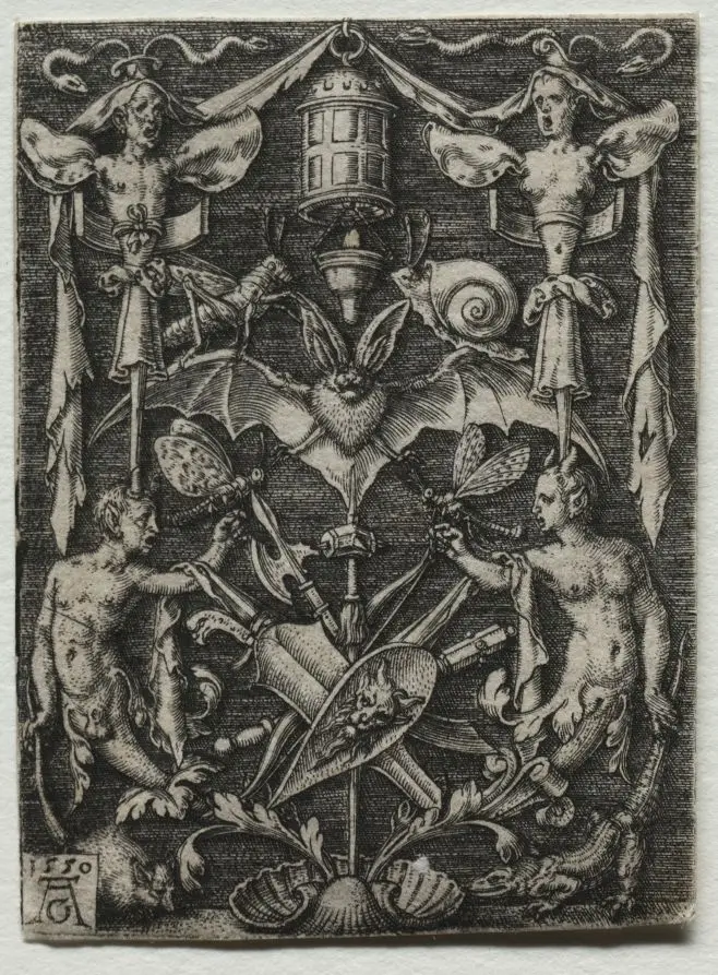 Ornament Design with a Bat in the Center by Heinrich Aldegrever