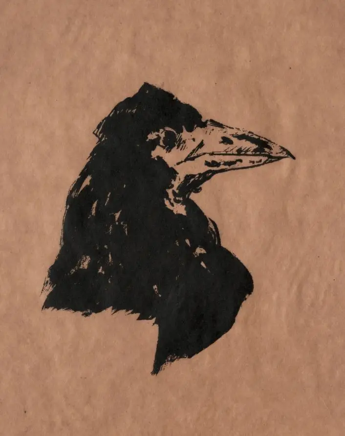 Raven's Head in Profile by Édouard Manet