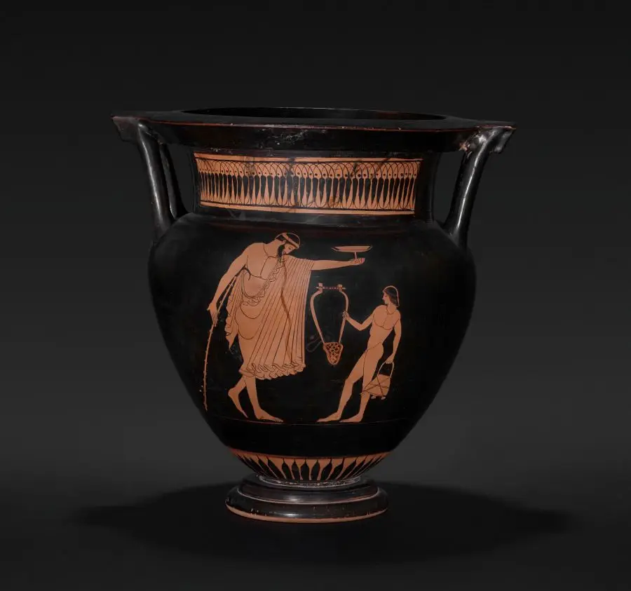 Red-Figure Column Krater (Mixing Vessel): Komos (Revel) by Pig Painter