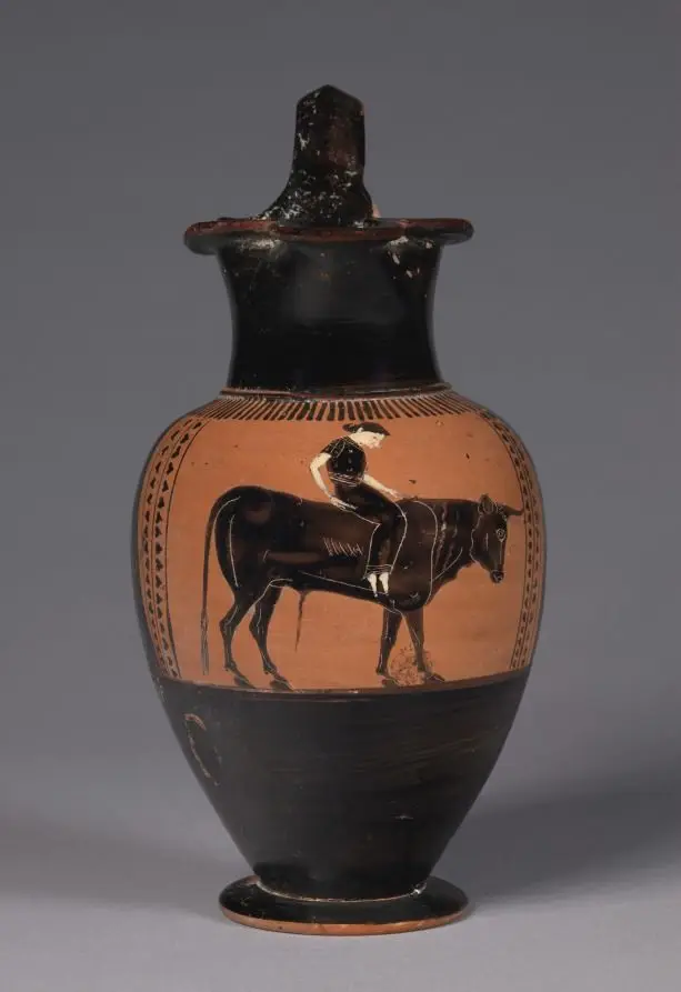Black-Figure Trefoil Oinochoe (Wine Jug): Europa on Bull by Class of Vatican 440 (Greek, Attic)