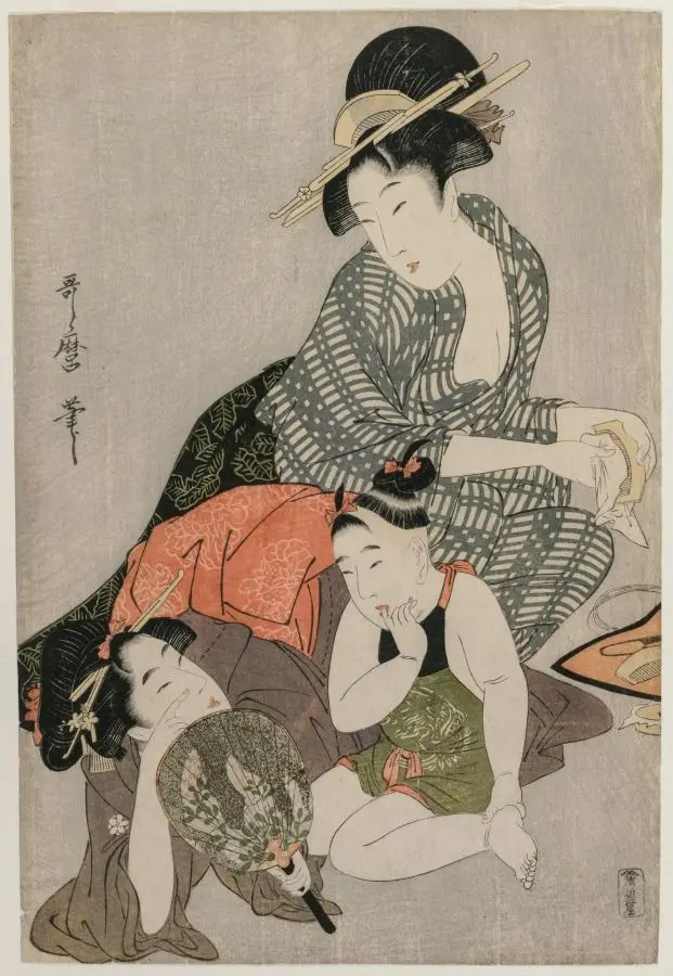 Cleaning Combs by Kitagawa Utamaro