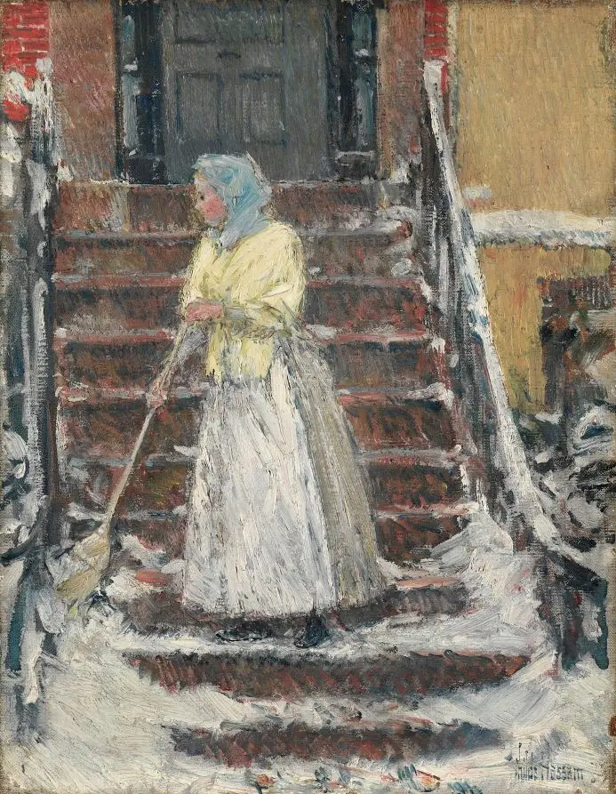Sweeping Snow by Childe Hassam