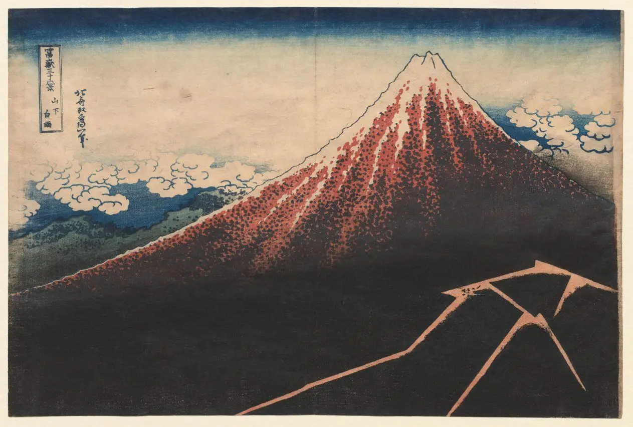 Rain Below the Mountain (from the series Thirty-six Views of Mt. Fuji) by Katsushika Hokusai