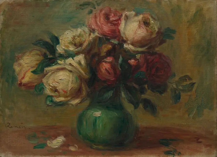 Roses in a Vase by Pierre-Auguste Renoir