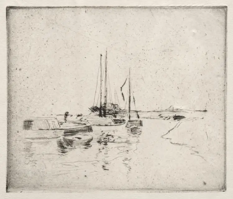 Four Boats on the Canal, Near Dordrecht by John Henry Twachtman