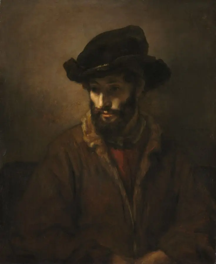 A Bearded Man Wearing a Hat by Rembrandt van Rijn
