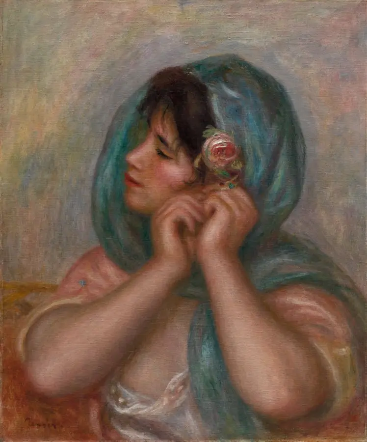 Young Woman Arranging Her Earring by Pierre-Auguste Renoir