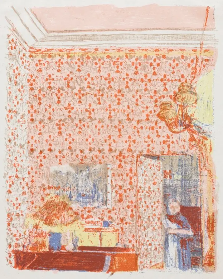 Interior with Pink Wallpaper I by Édouard Vuillard