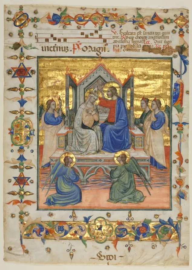 Leaf from an Antiphonary: Coronation of the Virgin by Master of the Beffi Triptych