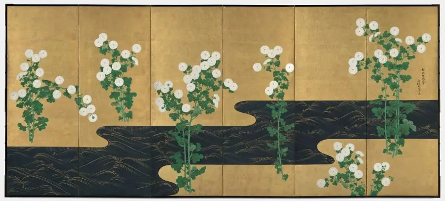 Chrysanthemums by a Stream by Ogata Kōrin