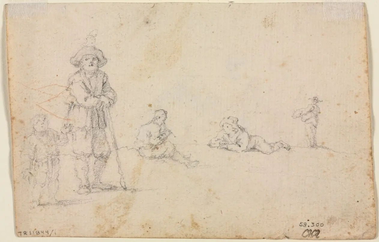Five Figure Studies (verso) by Anonymous