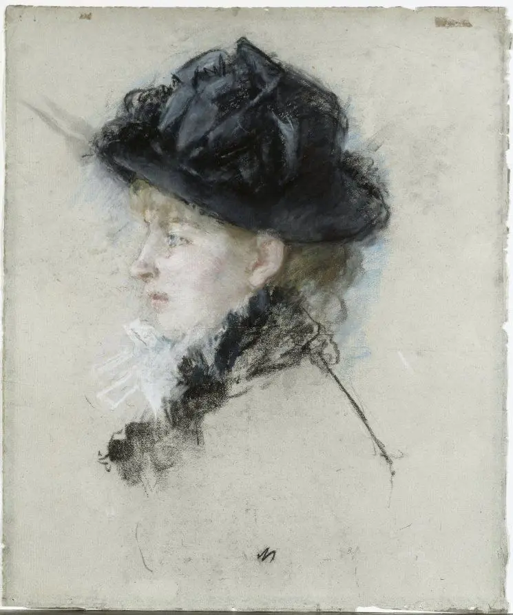Mademoiselle Louise Riesener in a Hat by Berthe Morisot
