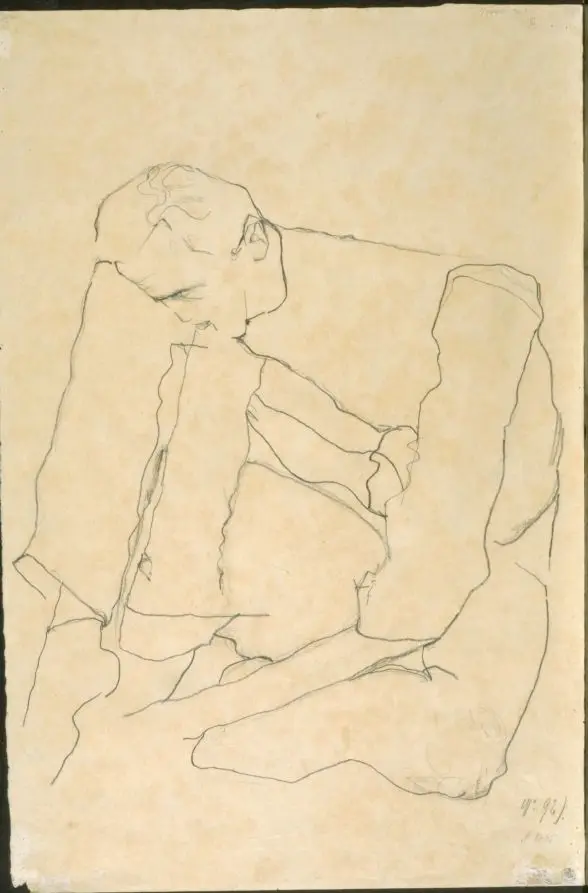 Seated Man (verso) by Egon Schiele