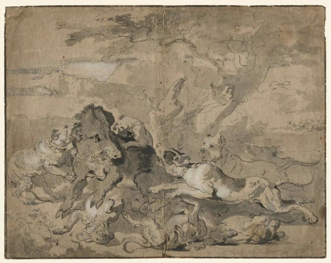 Boar Hunt by Abraham Hondius
