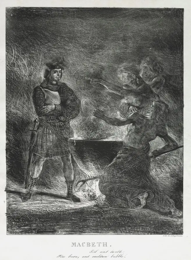 Macbeth Consulting the Witches by Eugène Delacroix