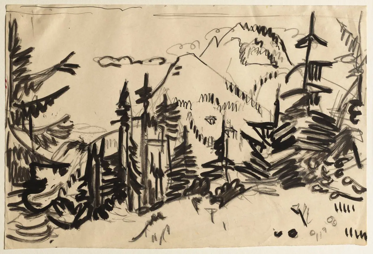 Mountain Landscape with Fir Trees by Ernst Ludwig Kirchner