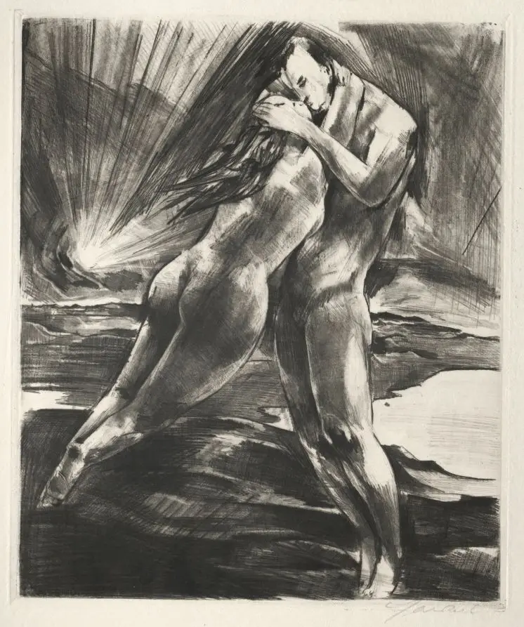 Arno Holz Mappe: Schwebendes Paar by Willy Jaeckel