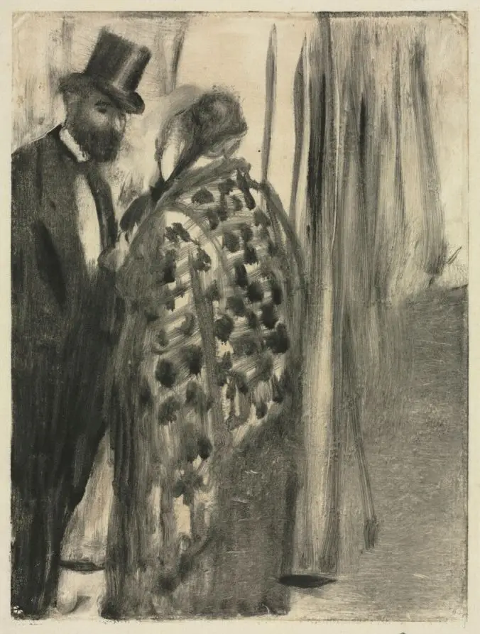 Conversation: Ludovic Halévy and Madame Cardinal (The Conversation) for "La Famille Cardinal" by Ludovic Halévy by Edgar Degas