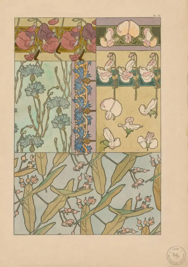 Documents Decoratifs: Sweet Peas by Alphonse Mucha