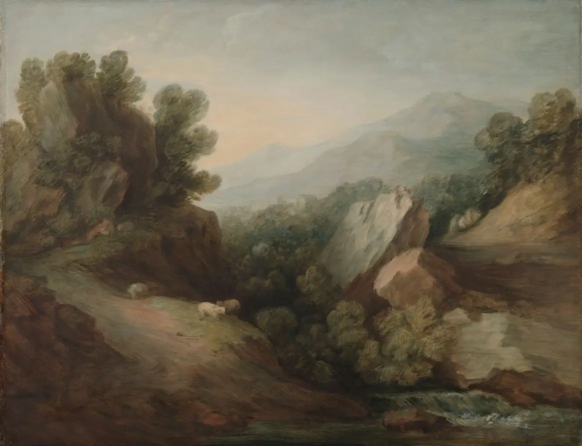 Rocky, Wooded Landscape with a Dell and Weir by Thomas Gainsborough