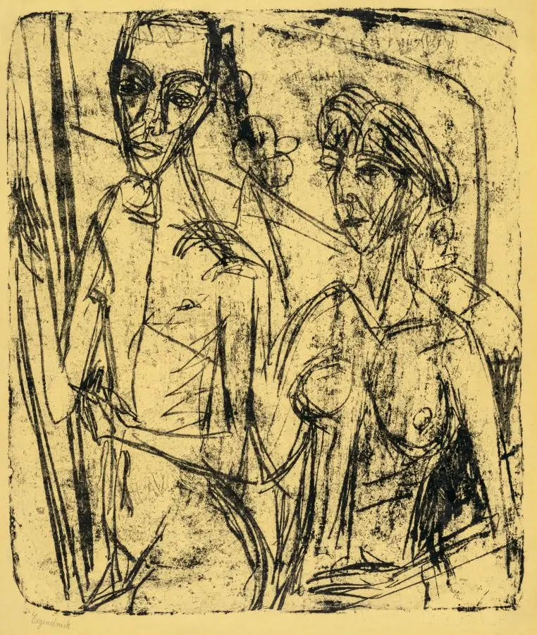 Couple in Room, Nude Man with Woman by Ernst Ludwig Kirchner
