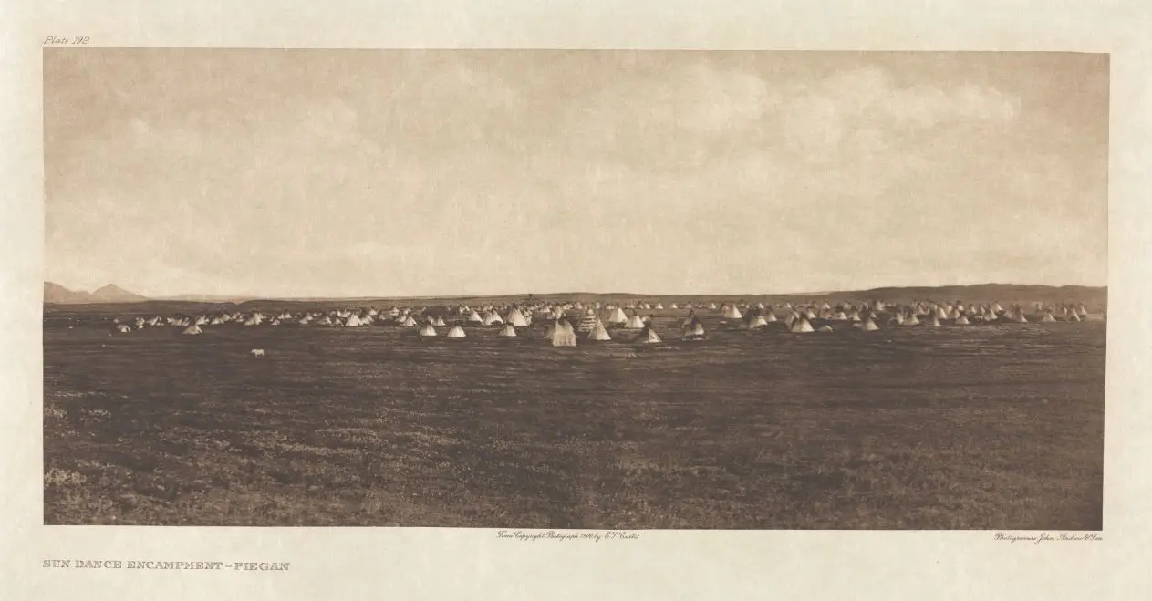 Portfolio VI, Plate 192: Sun Dance Encampment--Piegan by Edward S. Curtis