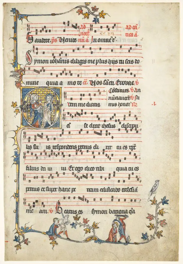Leaf Excised from an Antiphonary: Initial Q with Saints Peter and Paul by Unknown artist