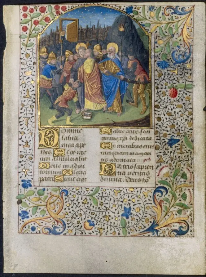 Leaf from a Book of Hours: The Betrayal of Christ by Maître François (French)