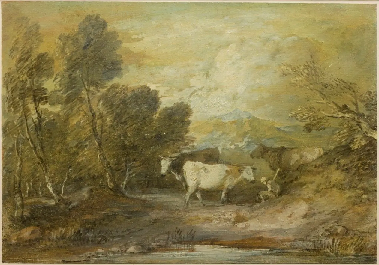 A Herdsman with Three Cows by an Upland Pool by Thomas Gainsborough