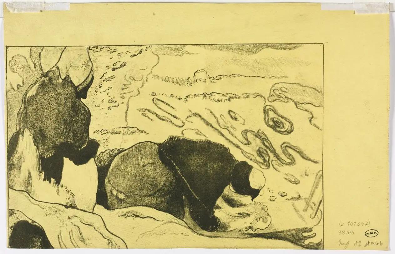 Volpini Suite: Women Washing Clothes (verso) by Paul Gauguin