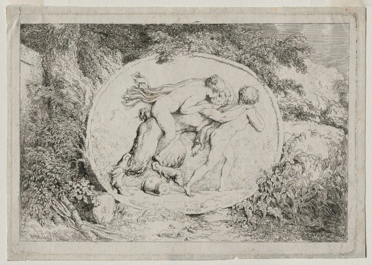 Bacchanales: Nymph Astride a Satyr by Jean-Honoré Fragonard