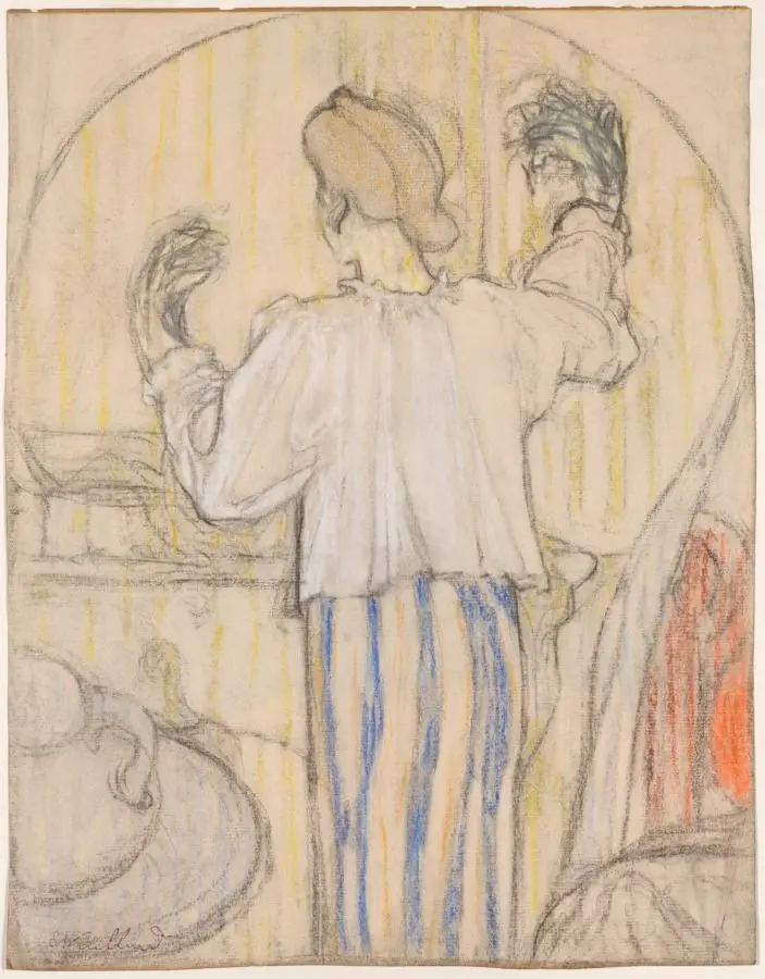 In Front of the Mirror (recto) by Edouard Vuillard