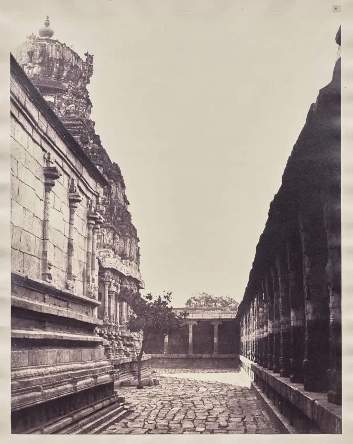 Perumal Temple Vimana from Corner of Court, Madurai by Captain Linnaeus Tripe